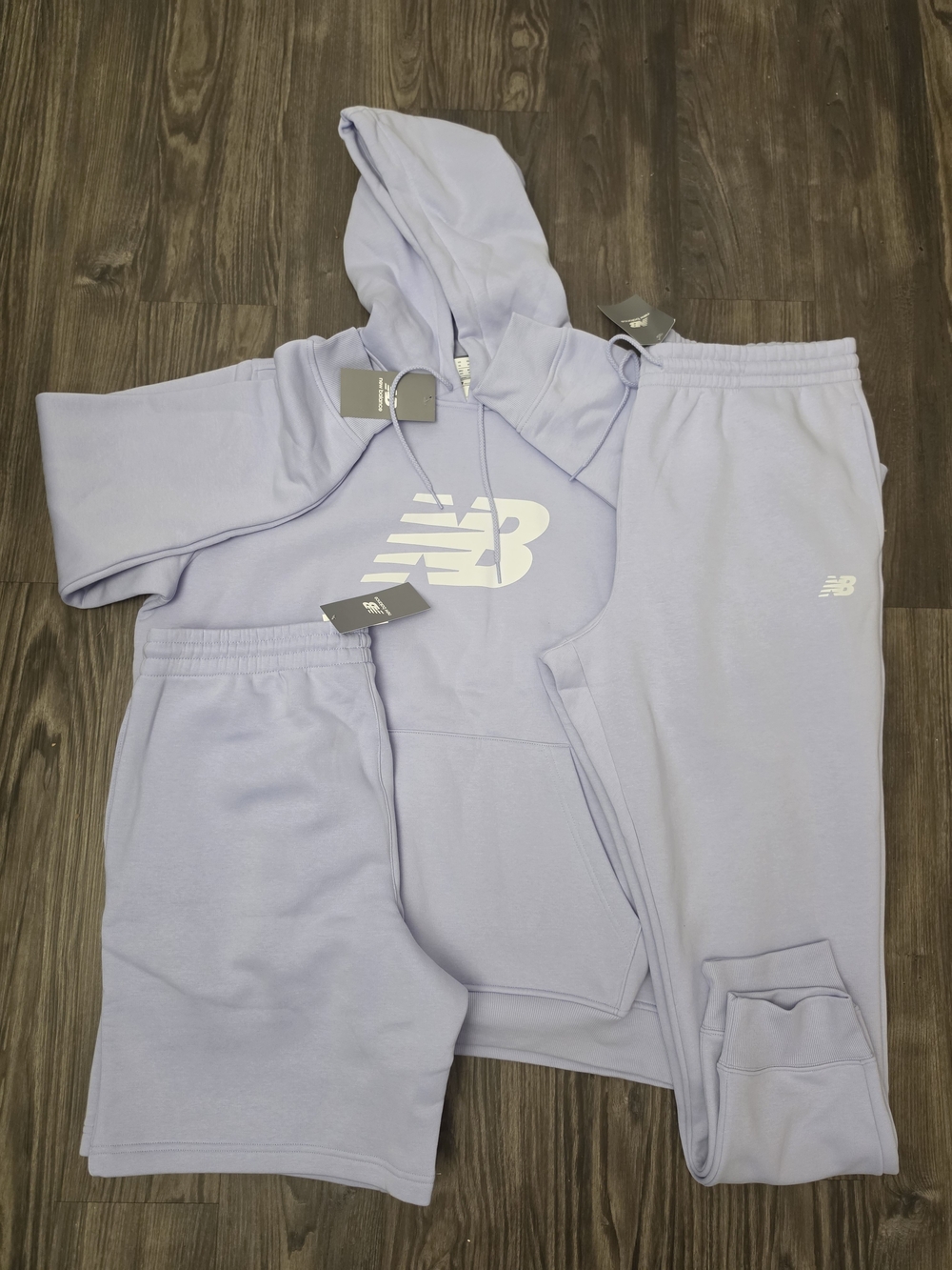 New Balance Hoodie Shorts Joggers Set Purple Athletic Casual Outfit Sz L & XL
